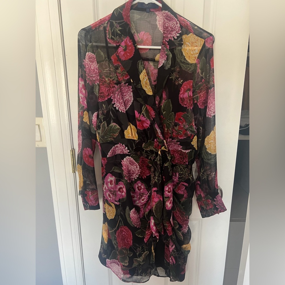 RACHEL Rachel Roy Floral Mini Dress - Black, Pink, Yellow
